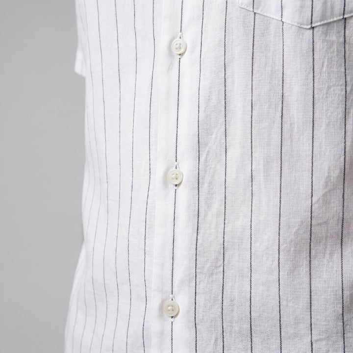 Pinstripe Camp Shirt Heren Korte Mouwen Casual Zomer