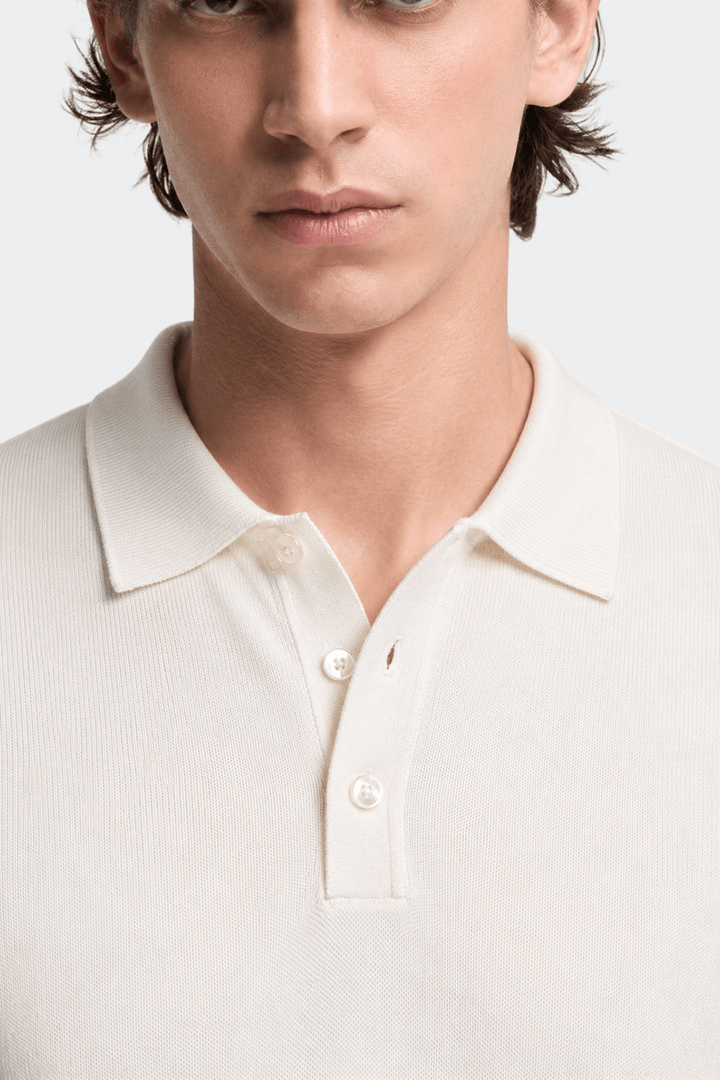 Polo Shirt Heren Gebreide Kraag Drie Knopen