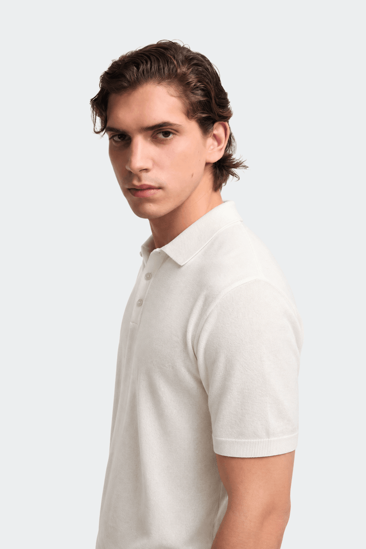 Polo Shirt Heren Gebreide Kraag Drie Knopen