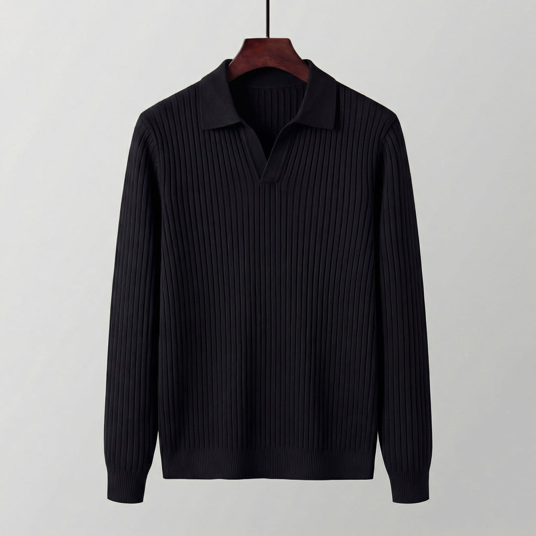 Polo Shirt Heren Lange Mouwen V-Hals Casual