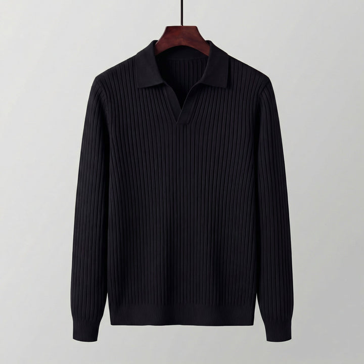 Polo Shirt Heren Lange Mouwen V-Hals Casual