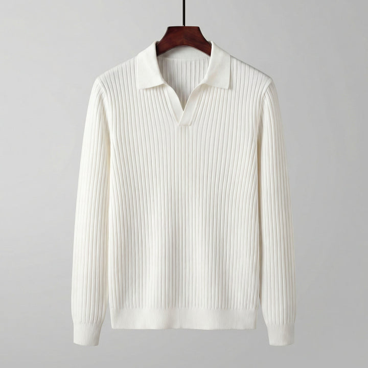 Polo Shirt Heren Lange Mouwen V-Hals Casual