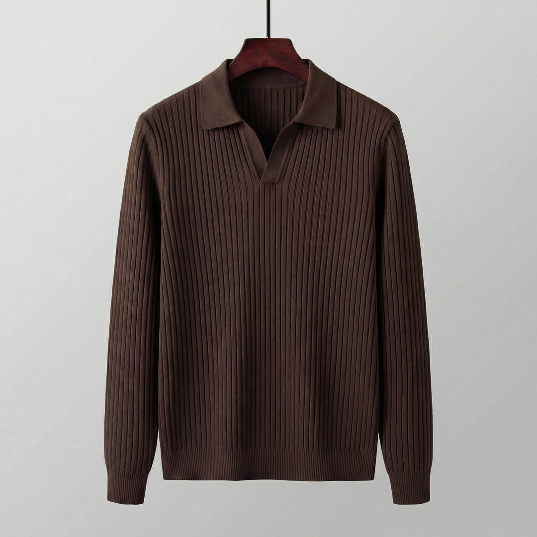 Polo Shirt Heren Lange Mouwen V-Hals Casual