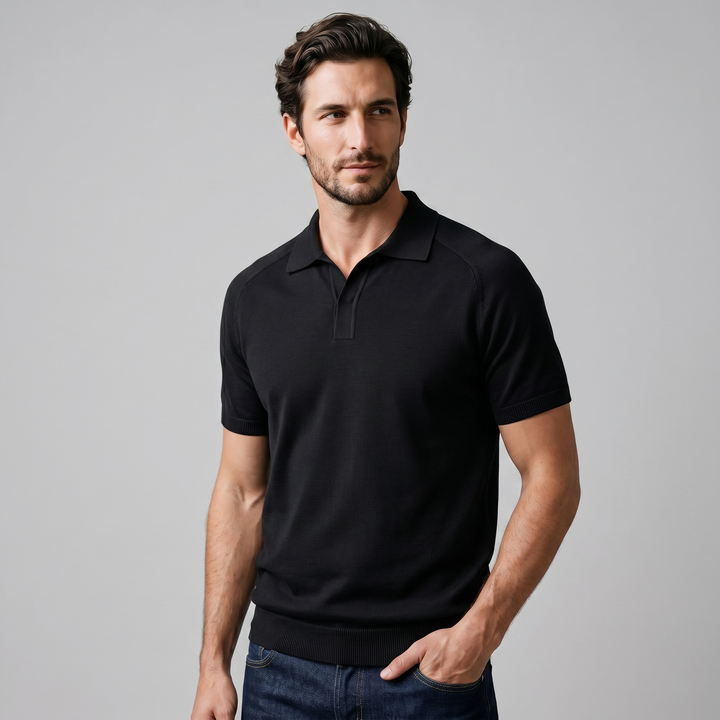 Poloshirt Heren Fine Knit Open Kraag Casual Zomer