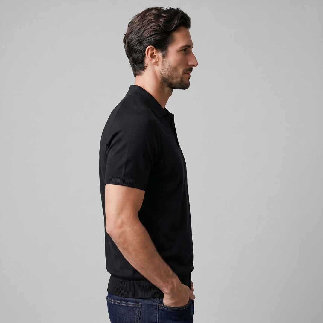 Poloshirt Heren Fine Knit Open Kraag Casual Zomer
