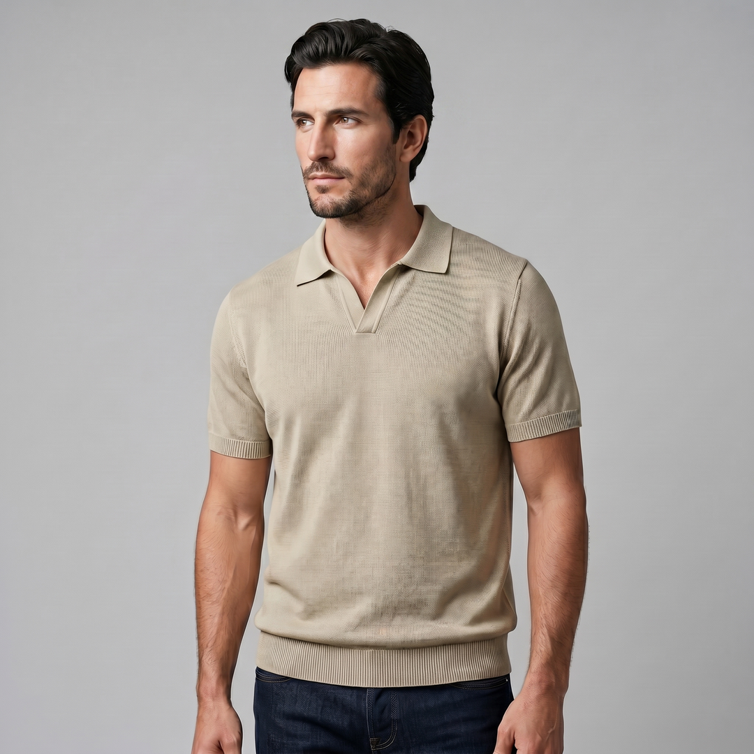 Poloshirt Heren Fine Knit Open Kraag Casual Zomer