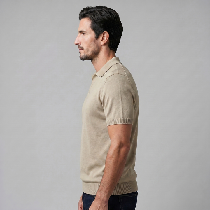 Poloshirt Heren Fine Knit Open Kraag Casual Zomer
