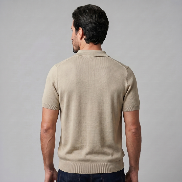 Poloshirt Heren Fine Knit Open Kraag Casual Zomer