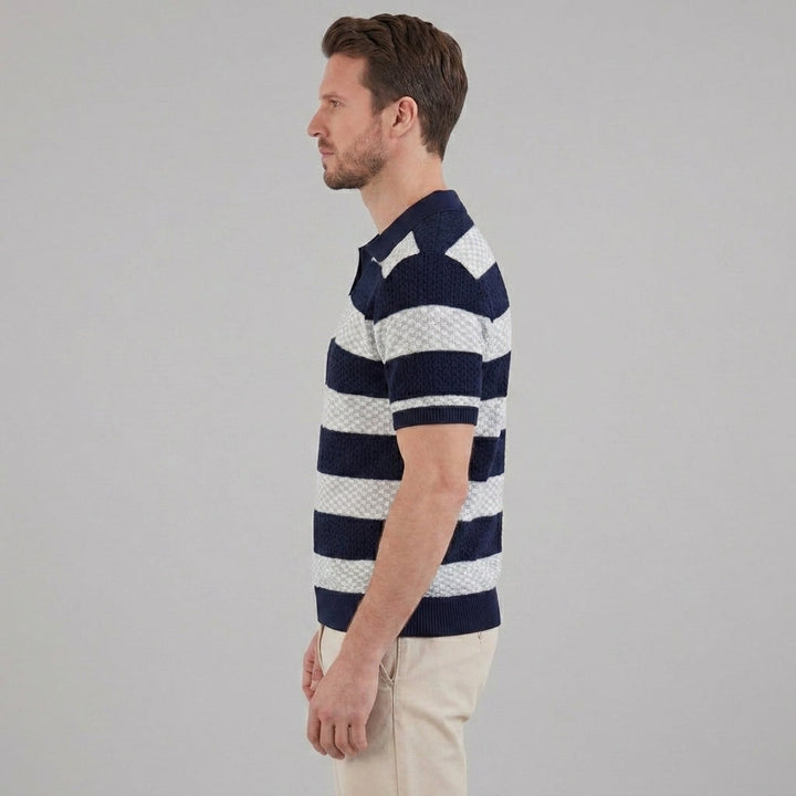 Poloshirt Heren Gebreide Textuur Lange Mouwen Casual Zomer