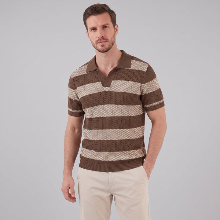 Poloshirt Heren Gebreide Textuur Lange Mouwen Casual Zomer