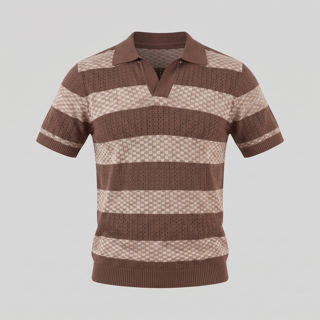 Poloshirt Heren Gebreide Textuur Lange Mouwen Casual Zomer