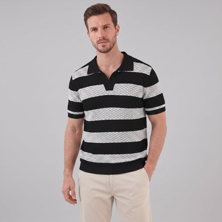 Poloshirt Heren Gebreide Textuur Lange Mouwen Casual Zomer