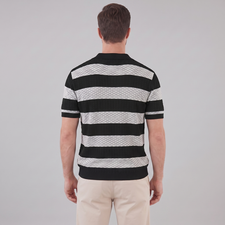 Poloshirt Heren Gebreide Textuur Lange Mouwen Casual Zomer