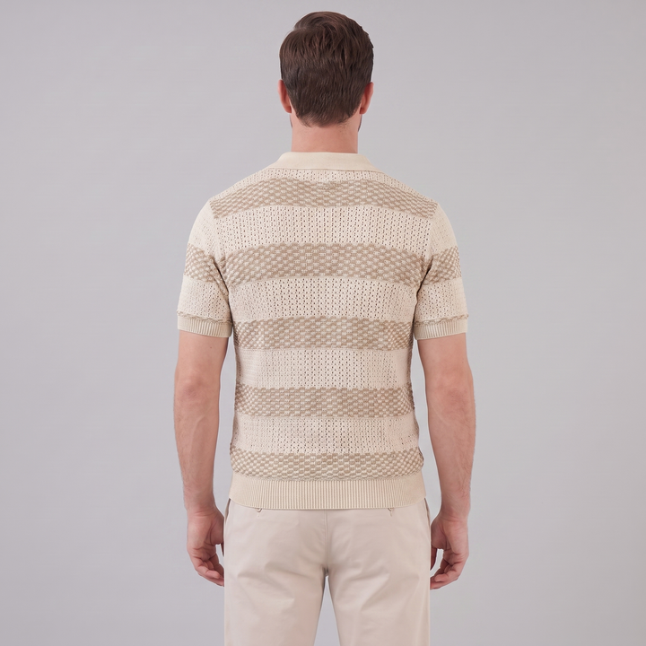 Poloshirt Heren Gebreide Textuur Lange Mouwen Casual Zomer
