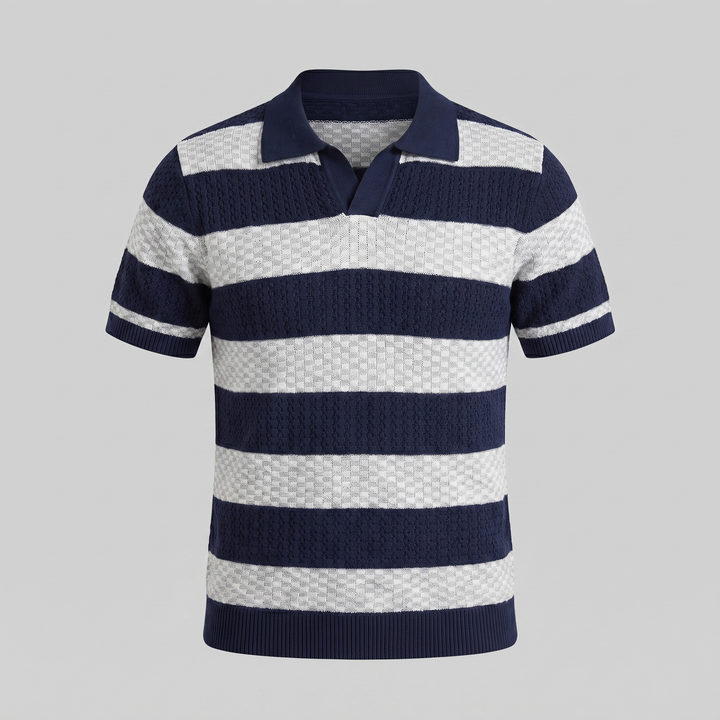 Poloshirt Heren Gebreide Textuur Lange Mouwen Casual Zomer