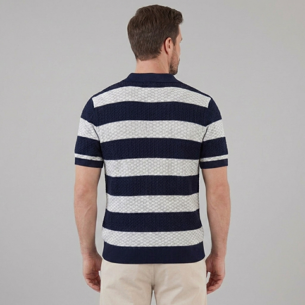 Poloshirt Heren Gebreide Textuur Lange Mouwen Casual Zomer