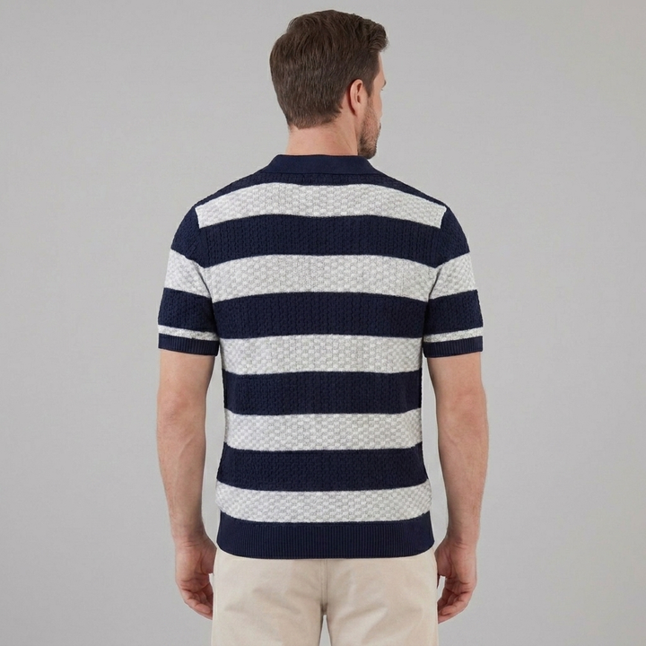 Poloshirt Heren Gebreide Textuur Lange Mouwen Casual Zomer