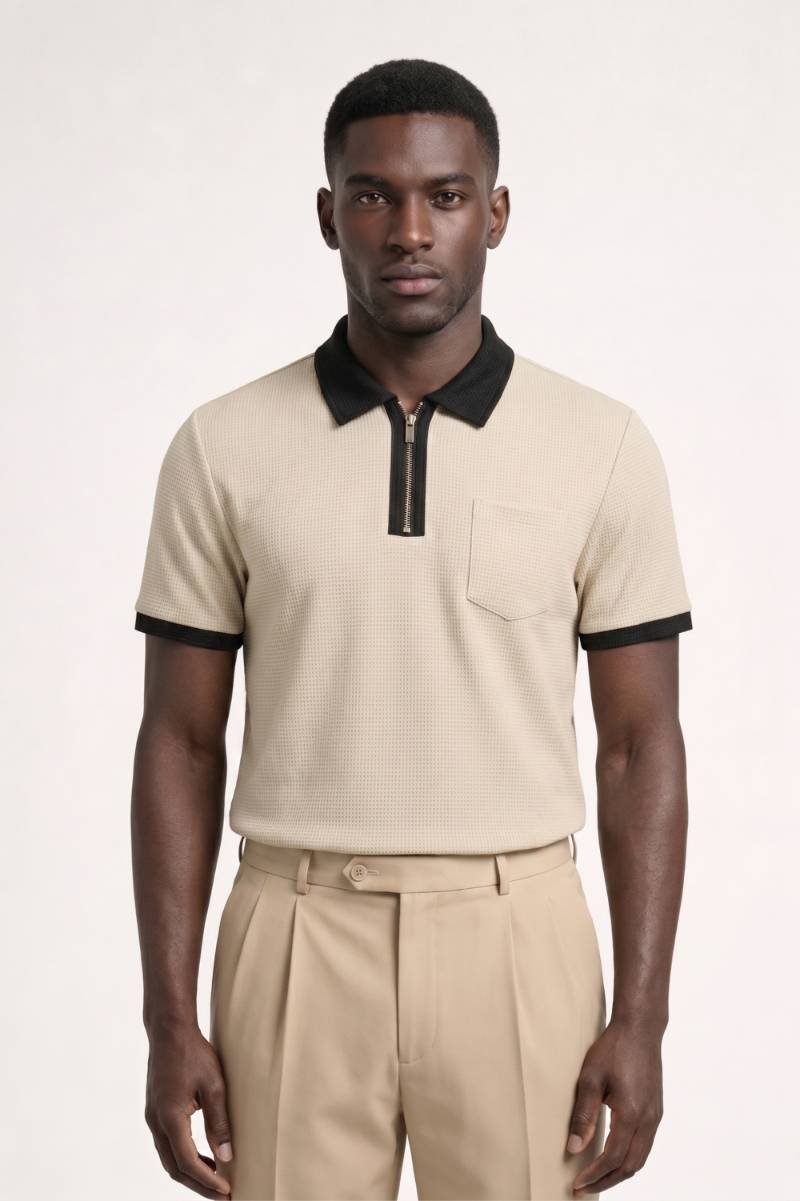 Poloshirt Heren - Gestructureerd met Contrastkraag | Klassiek