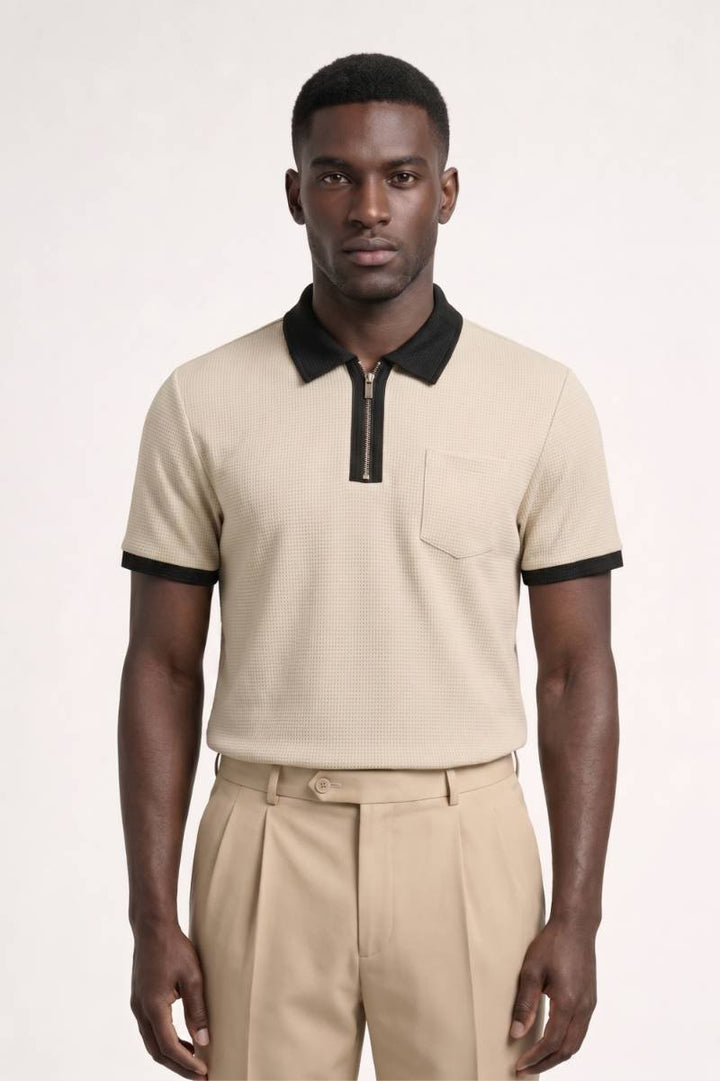 Poloshirt Heren - Gestructureerd met Contrastkraag | Klassiek