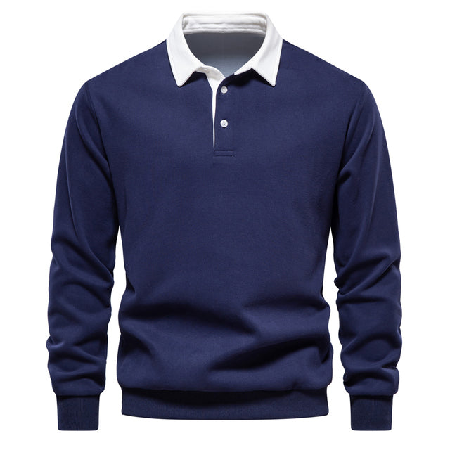 Poloshirt Heren Lange Mouwen Slim Fit Casual