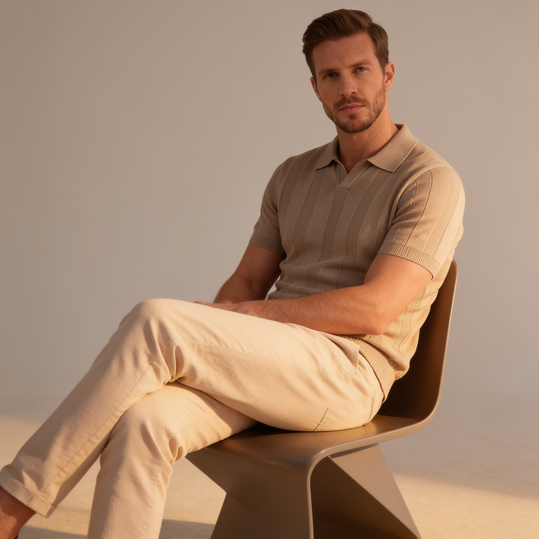 Poloshirt Heren Open Knit Casual Zomer