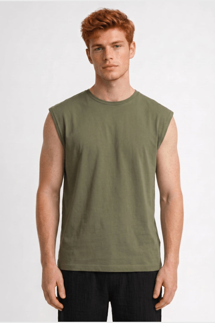 Mouwloze T-shirt Heren - Oversized Pasvorm | Ronde Hals
