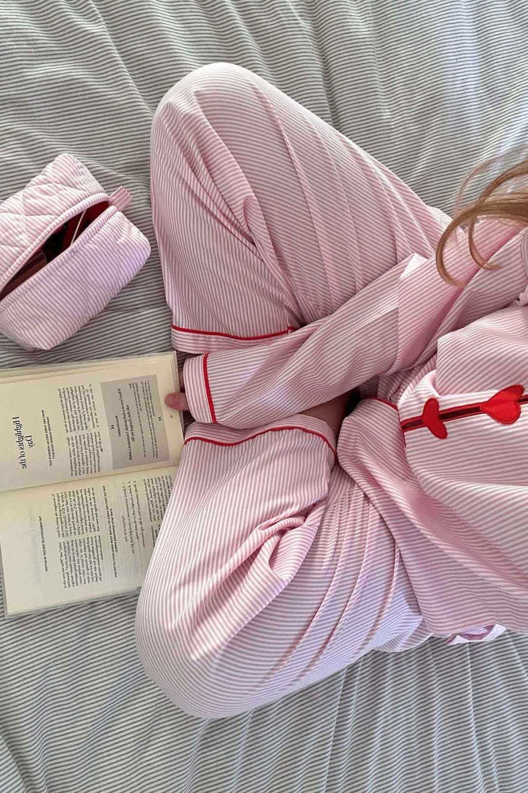 Pyjama Set Dames Tweedelig Hartjes Knoopjes Elastische Taille