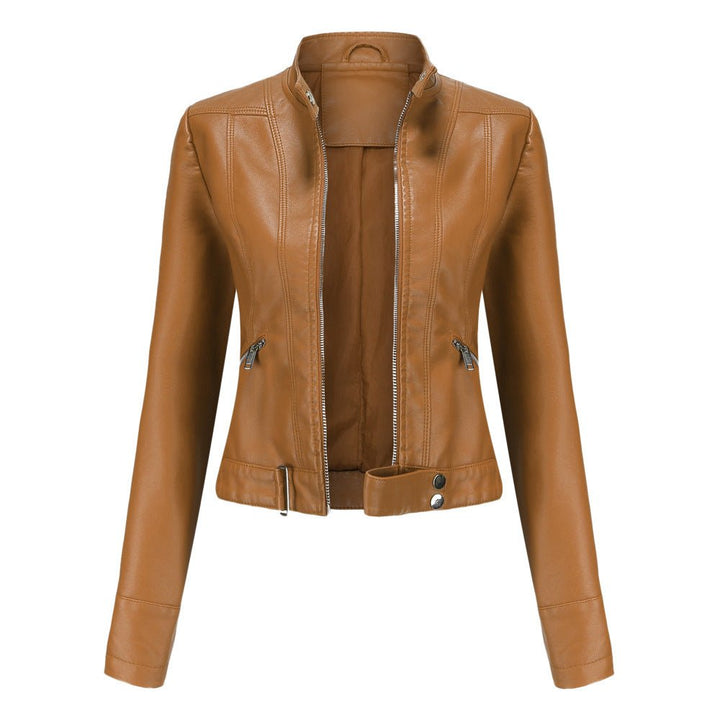 Rania | Hoge Hals Moderne Relaxed Leren Jas