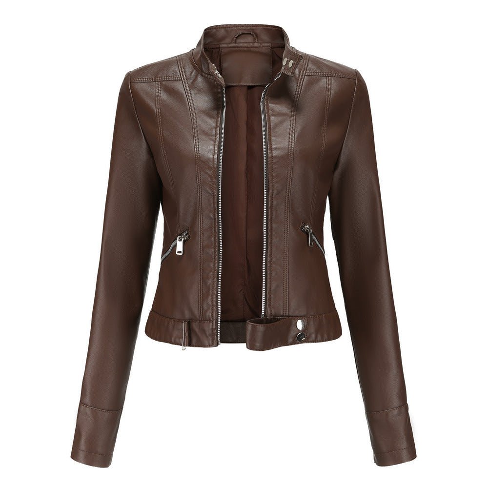 Rania | Hoge Hals Moderne Relaxed Leren Jas