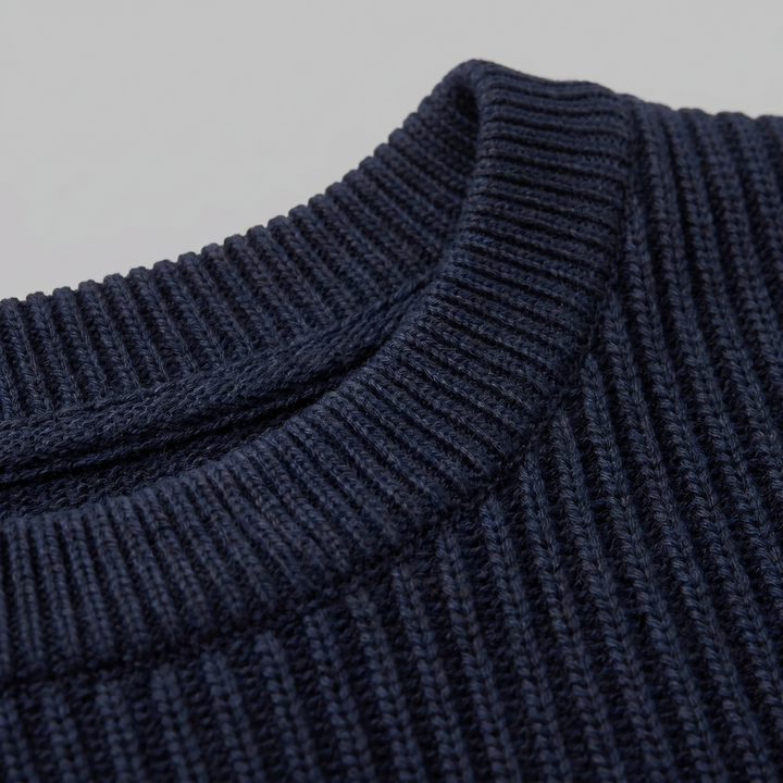Ribbed Knit T-Shirt Heren Ronde Hals Casual
