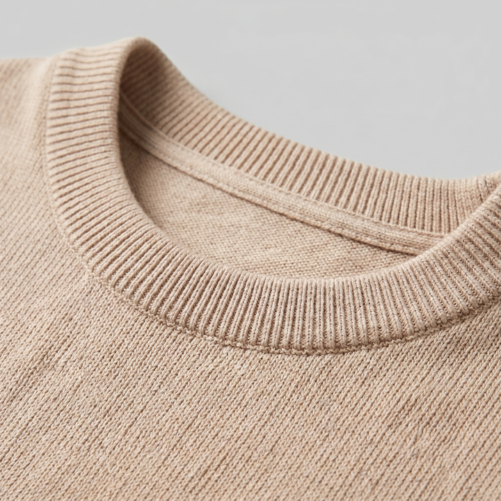 Ribbed Knit T-Shirt Heren Ronde Hals Casual