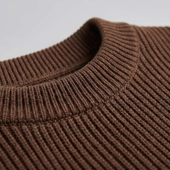 Ribbed Knit T-Shirt Heren Ronde Hals Casual