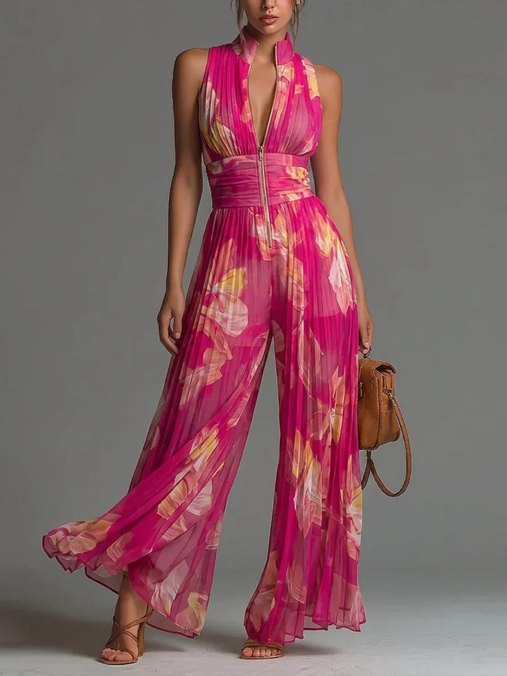 PLISSÉE JUMPSUIT MET HALTERNEK VOOR VROUWEN