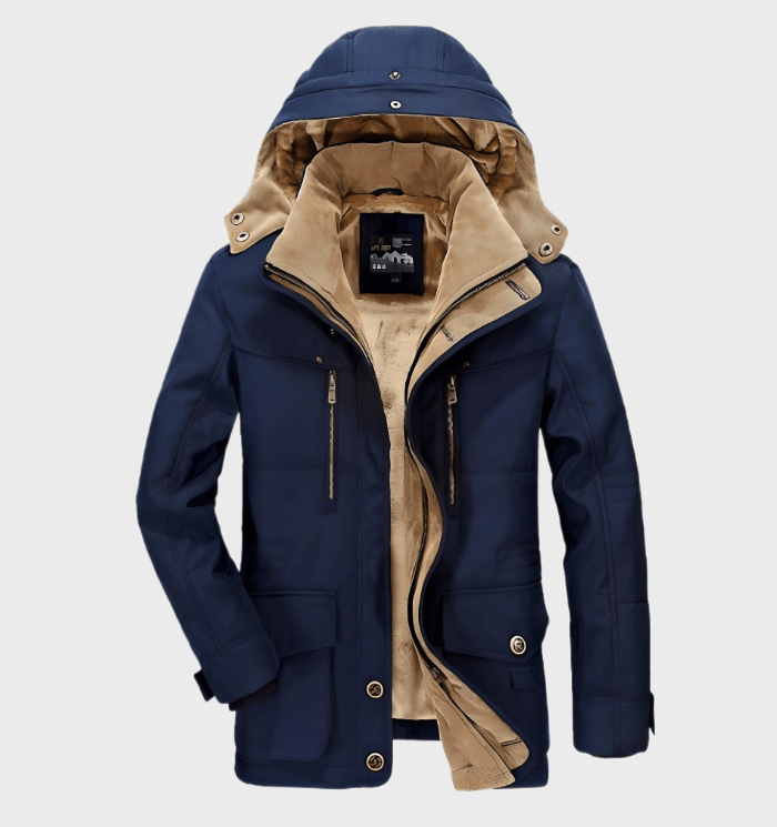 Ruben | Dikke winter herenjas met capuchon en diepe zakken