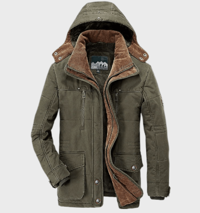 Ruben | Dikke winter herenjas met capuchon en diepe zakken
