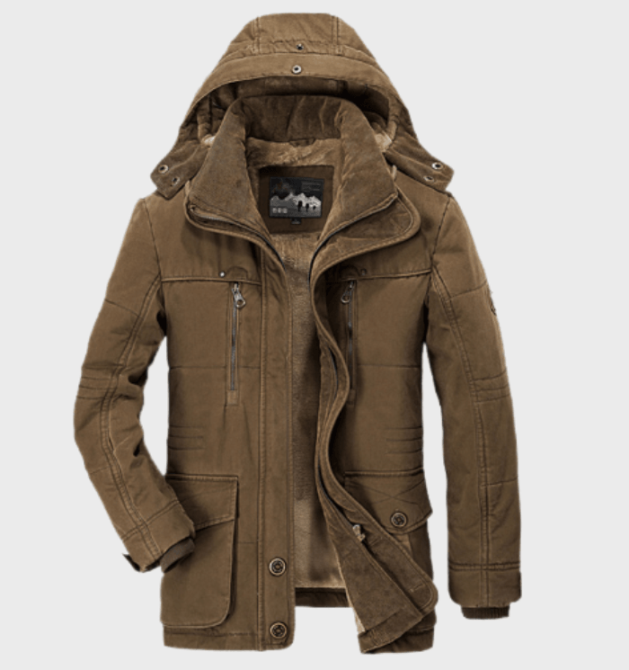 Ruben | Dikke winter herenjas met capuchon en diepe zakken