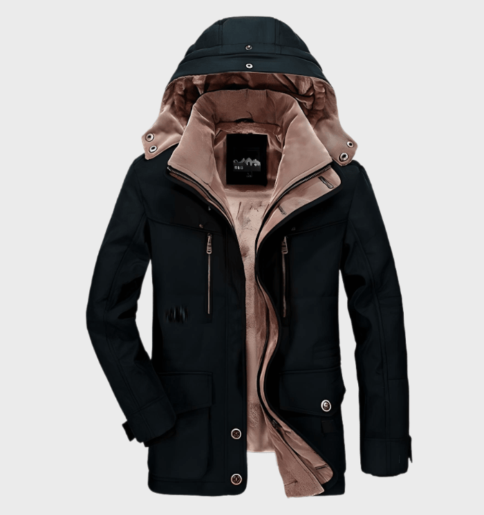 Ruben | Dikke winter herenjas met capuchon en diepe zakken