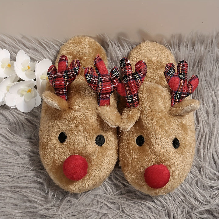 Rudolf | Gezellige kerst rendier pluche slippers voor dames