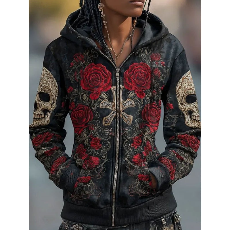 Willow | Skull & Roos Halloween Zip-Up Hoodie