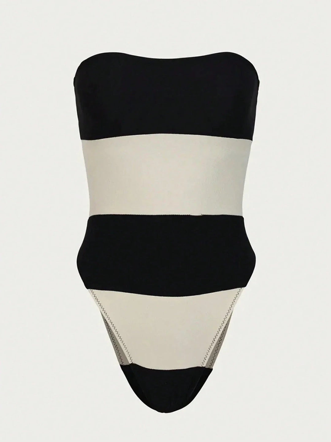 Schouderloze Jumpsuit Dames Hoge Beenuitsnijding Contraststrepen