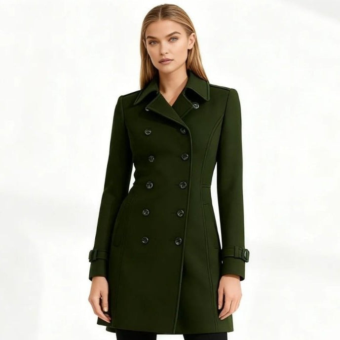Sena | Minimalistische Trenchcoat met Notch-Lapel en Fit-and-Flare