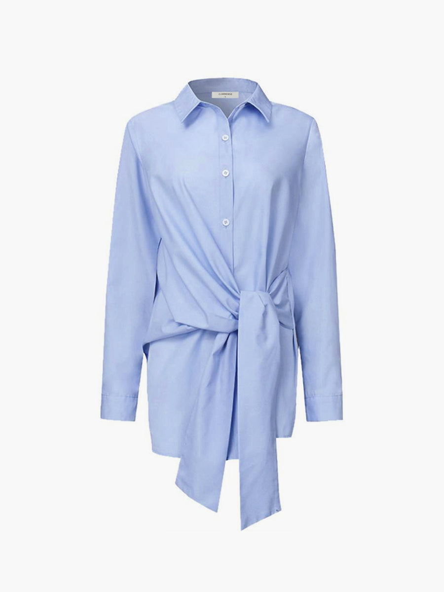 Lange Blouse Met Tailleknoop En Lange Mouwen Voor Dames