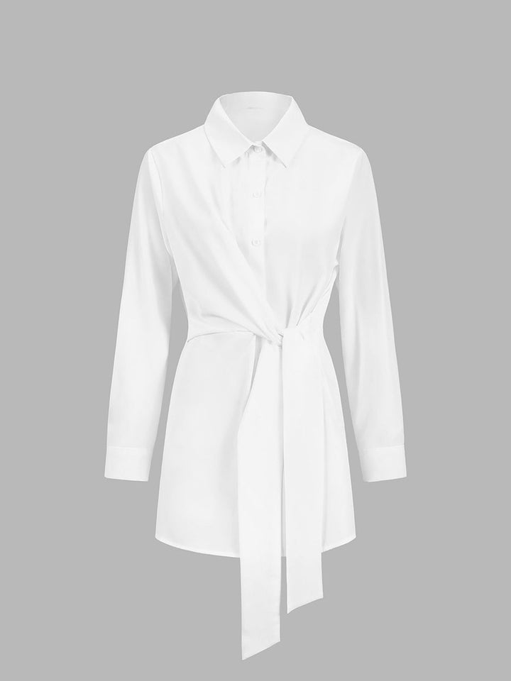 Lange Blouse Met Tailleknoop En Lange Mouwen Voor Dames