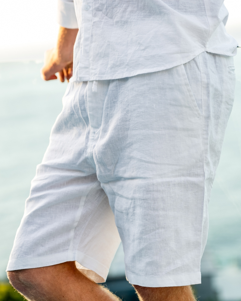 Shorts Heren Linnen Rechte Pasvorm Zomer Casual