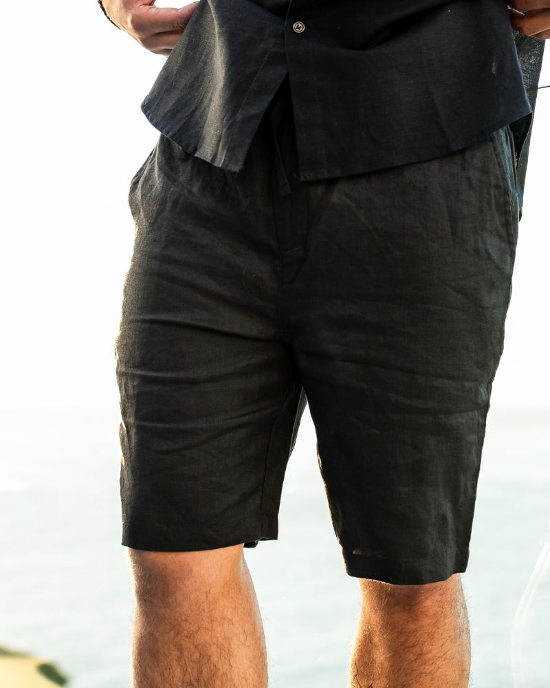 Shorts Heren Linnen Rechte Pasvorm Zomer Casual
