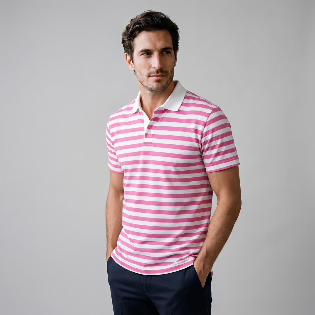 Smart Casual Polo Shirt Heren Korte Mouwen Gestreept