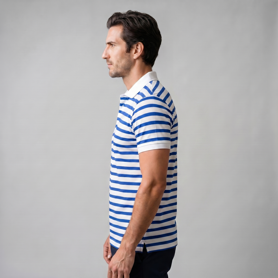Smart Casual Polo Shirt Heren Korte Mouwen Gestreept