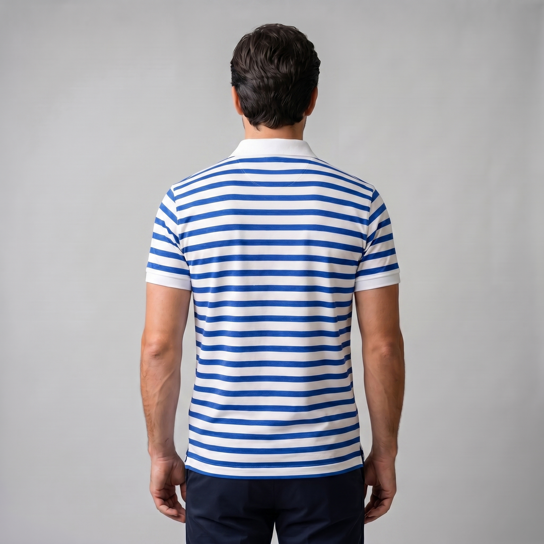 Smart Casual Polo Shirt Heren Korte Mouwen Gestreept