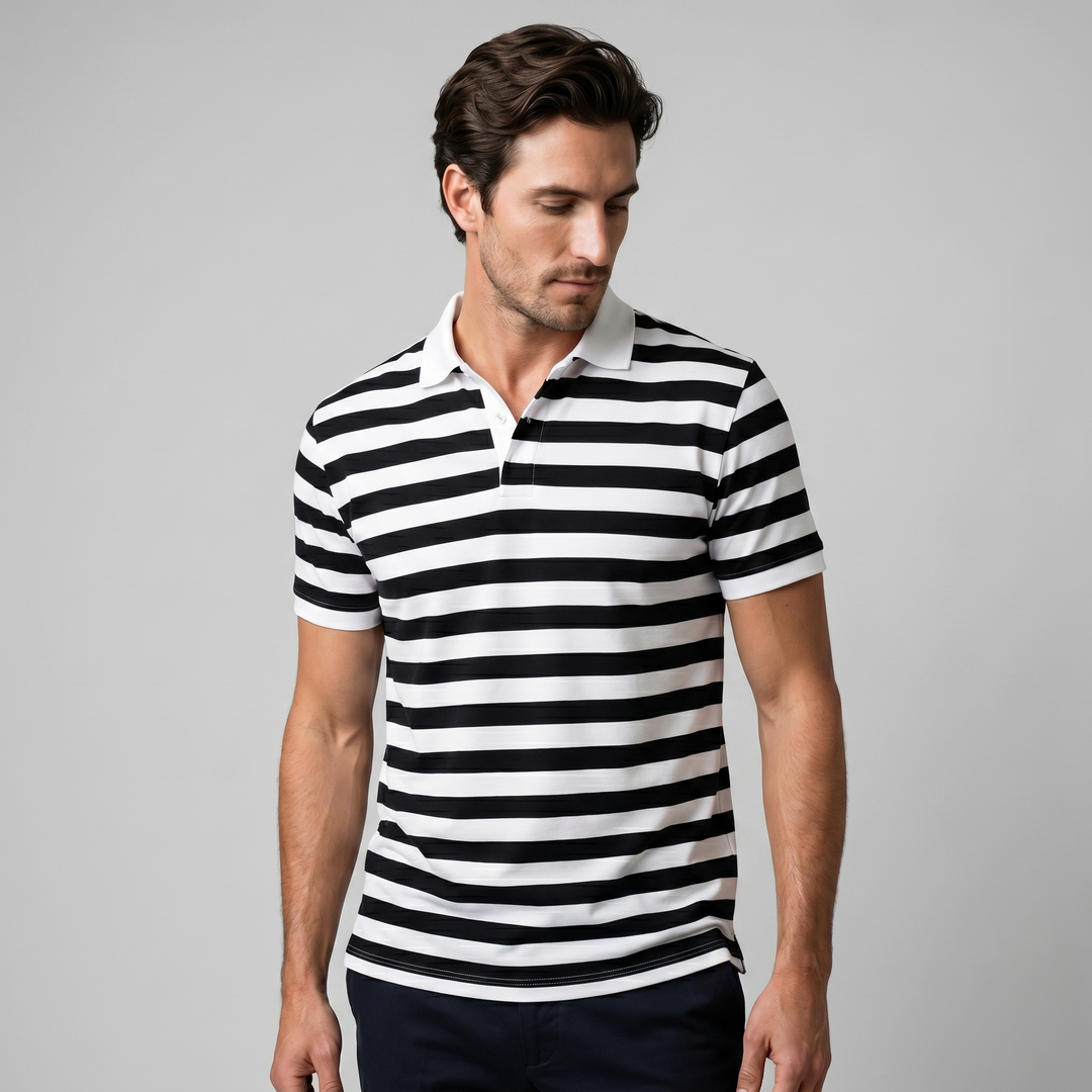 Smart Casual Polo Shirt Heren Korte Mouwen Gestreept