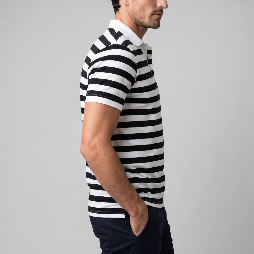Smart Casual Polo Shirt Heren Korte Mouwen Gestreept